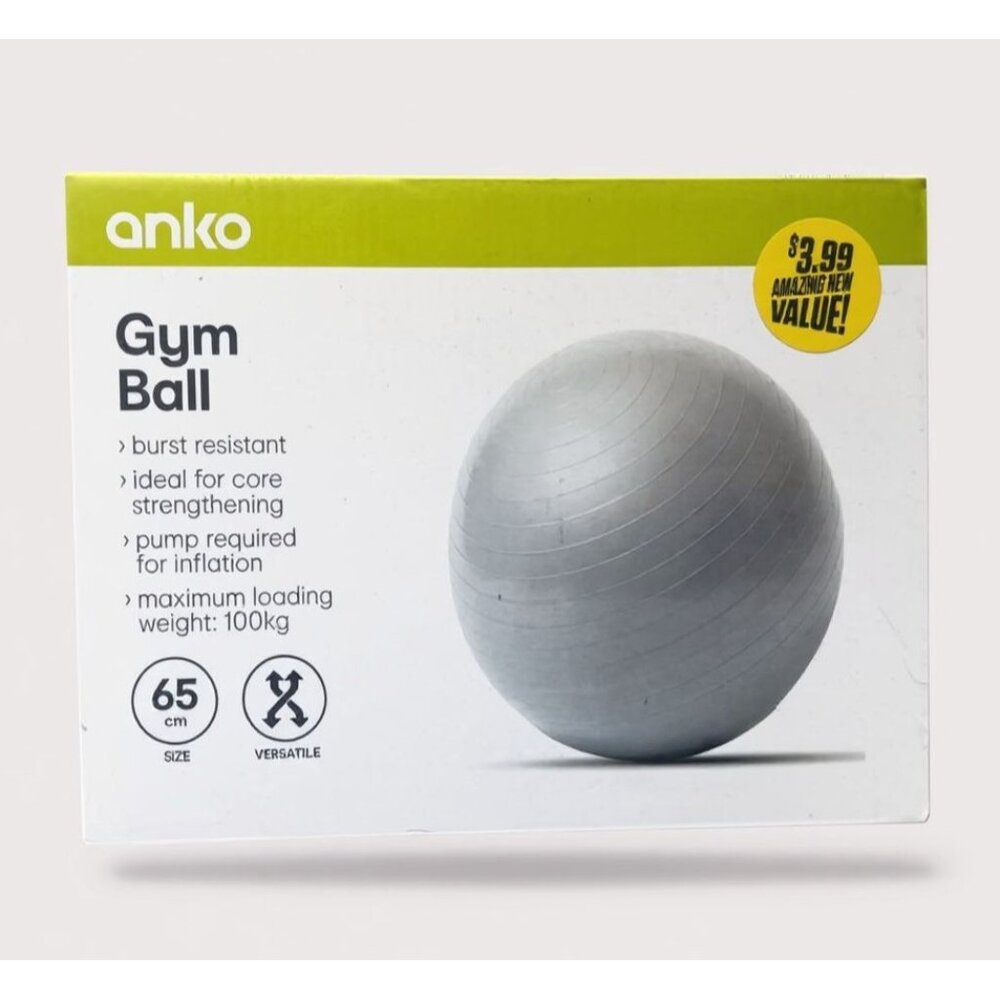 Anko 65Cm Burst Resistant Gym Exercise Ball For Core Strengthening & Stability T